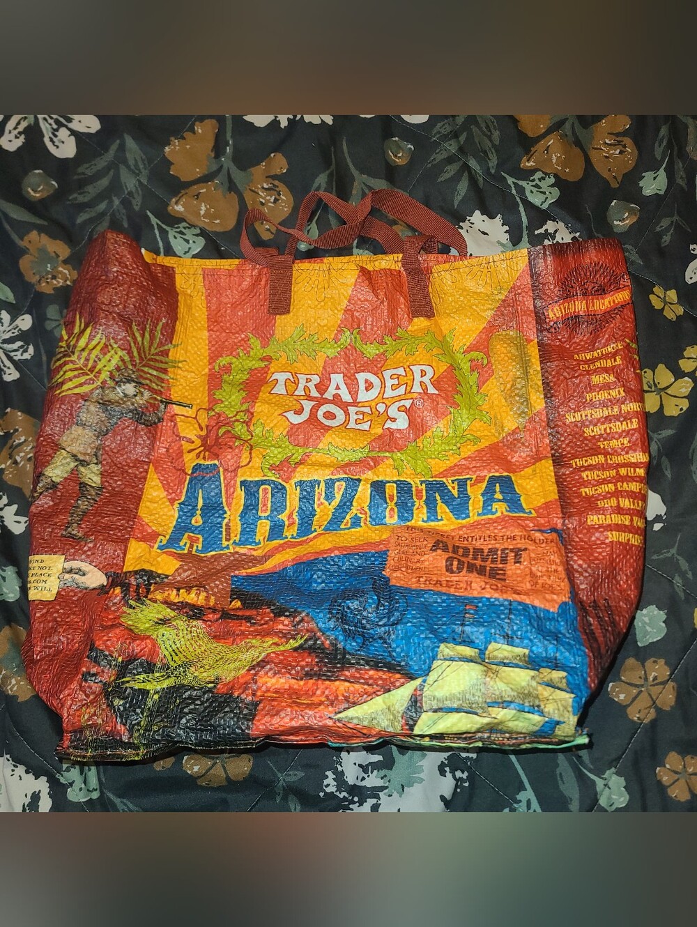 Rare 2017 ARIZONA TRADER JOES Reusable Shopping Bag Discontinued Excellent Con